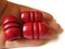 5 28mm Large Hole Red Fluted Barrel Beads Vintage Wood Beads bR1